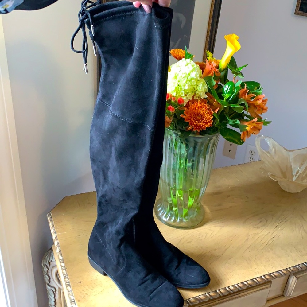 Marc Fisher sexy black faux suede OTK boots 7 fall